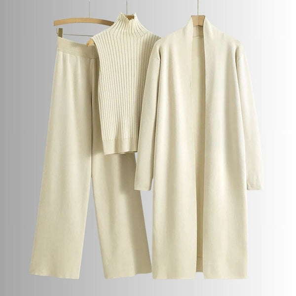 Aubrey | 3-Piece Elegant Knit Lounge Set – Beige