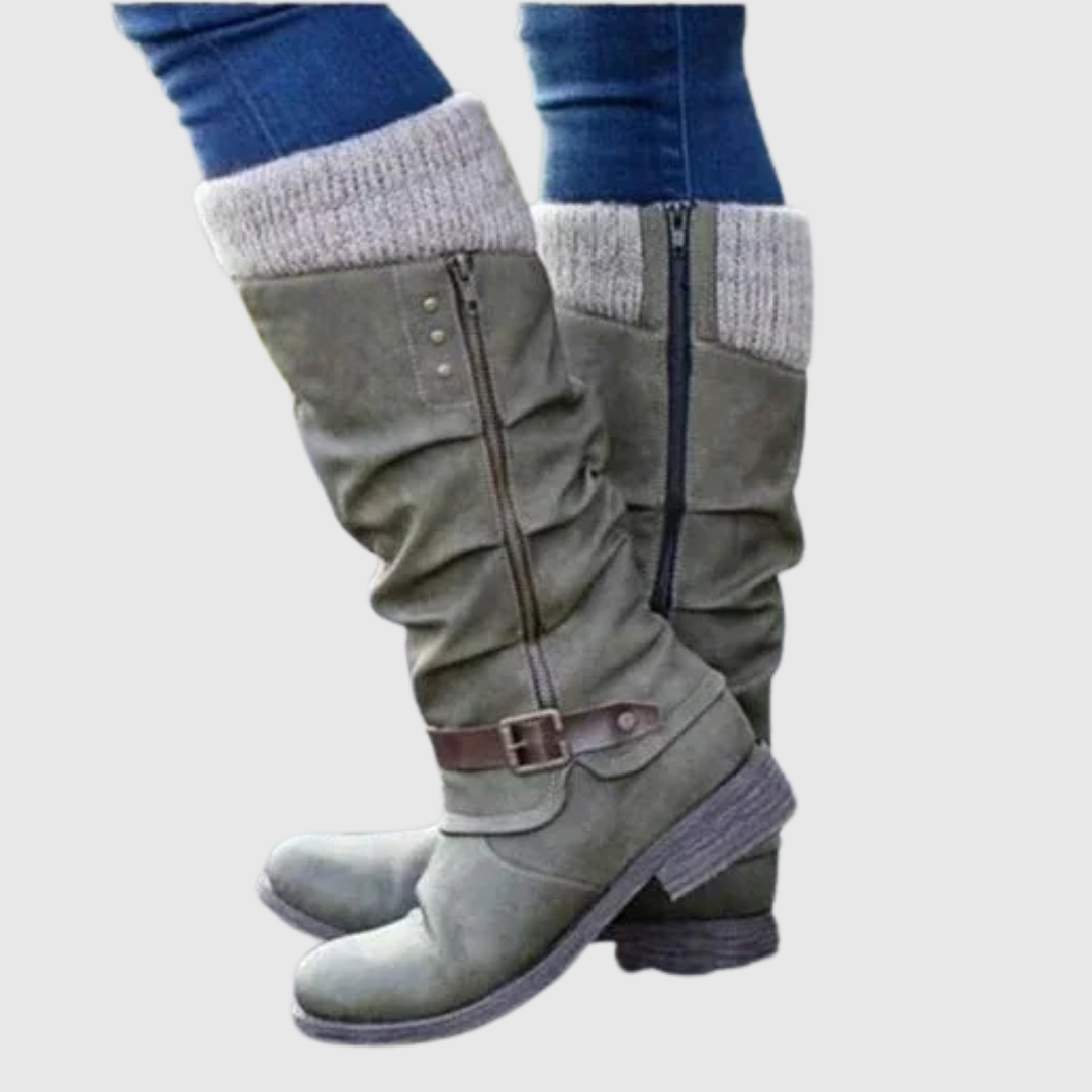 Thessara | Orthopedic Leather Boots – Gray