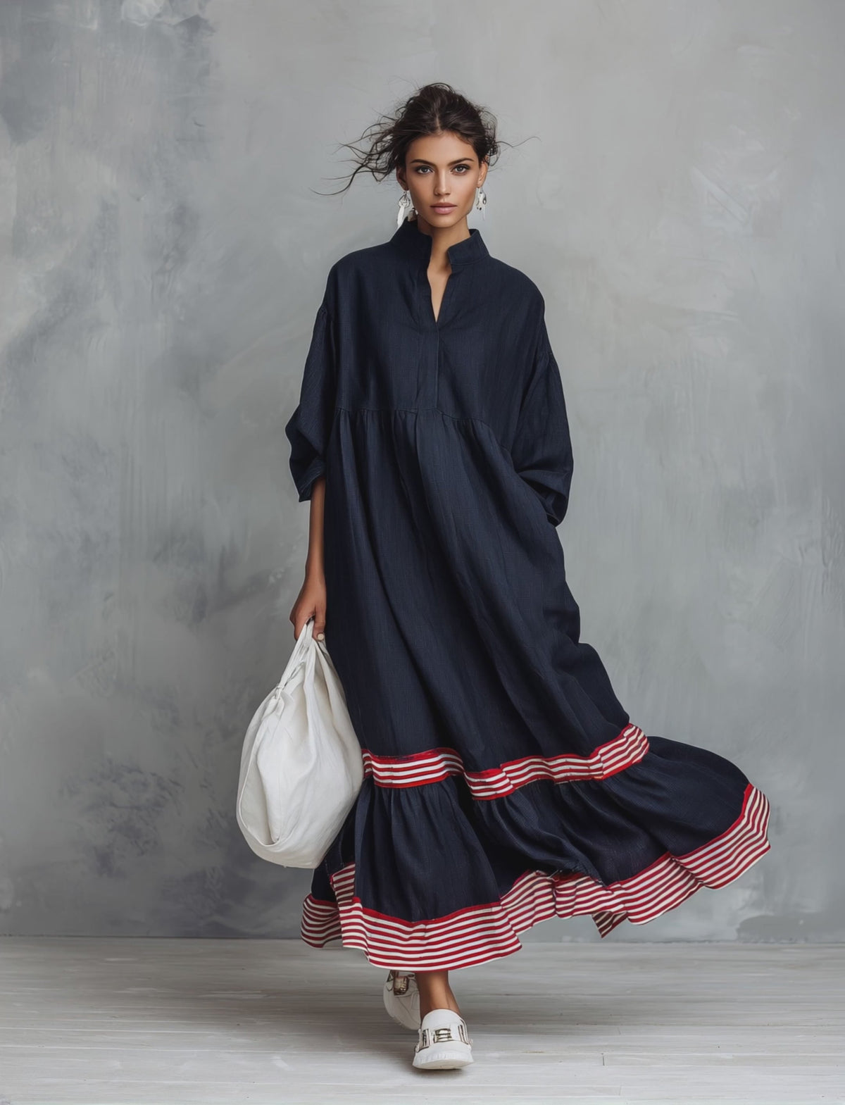 Bernice Ruffle Maxi Dress – Navy