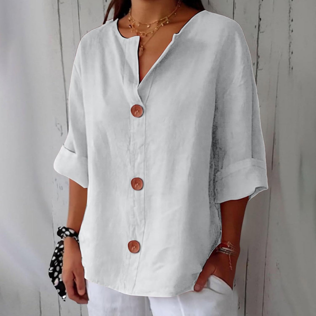 Hazel | Loose-fitting Summer Blouse – White