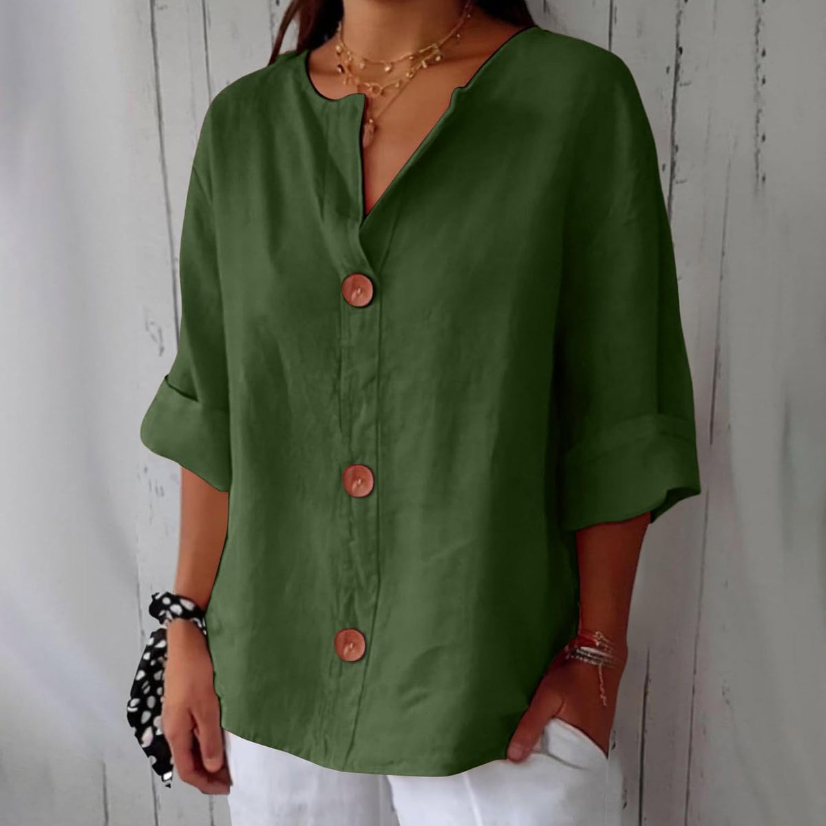 Hazel | Loose-fitting Summer Blouse – Green