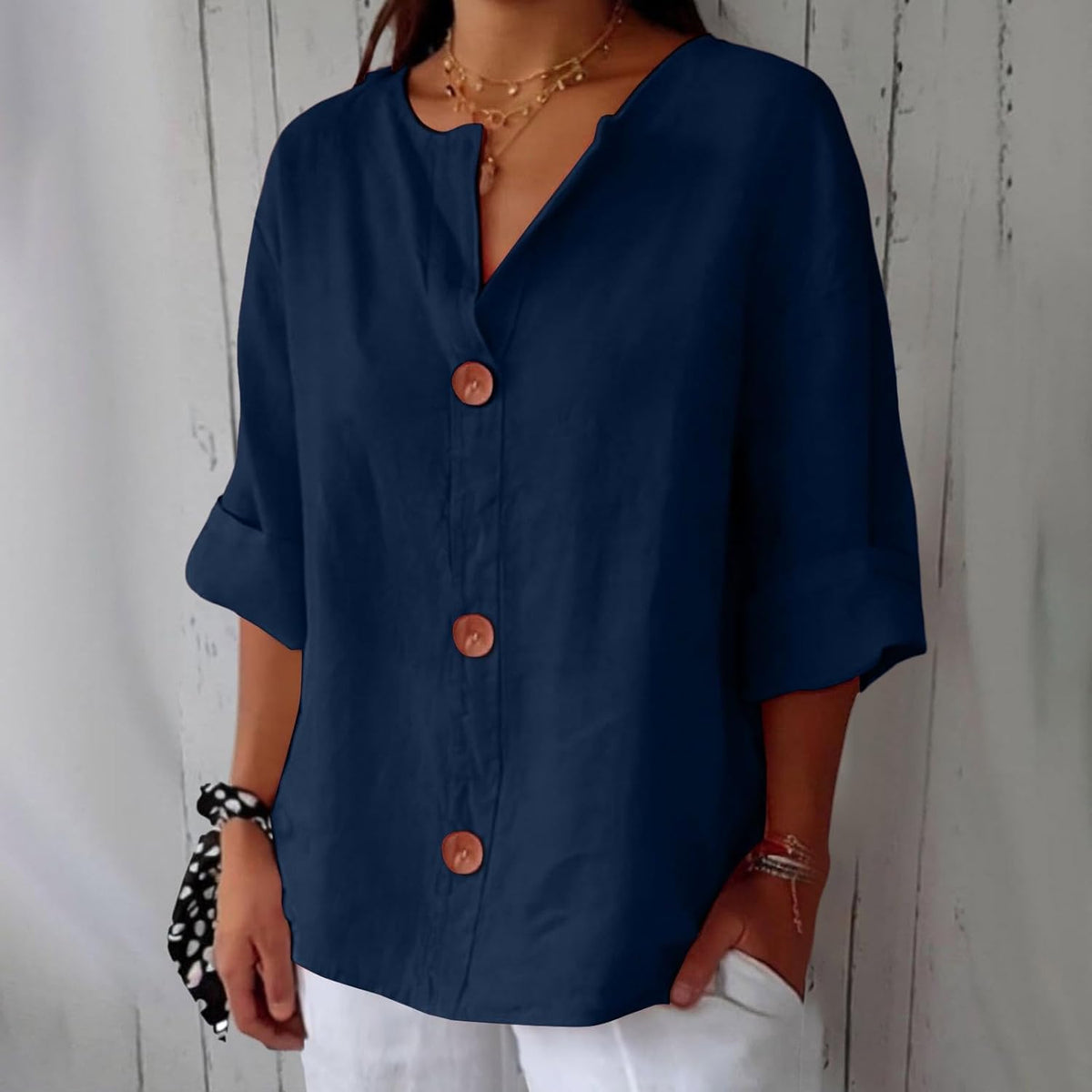 Hazel | Loose-fitting Summer Blouse – Blue