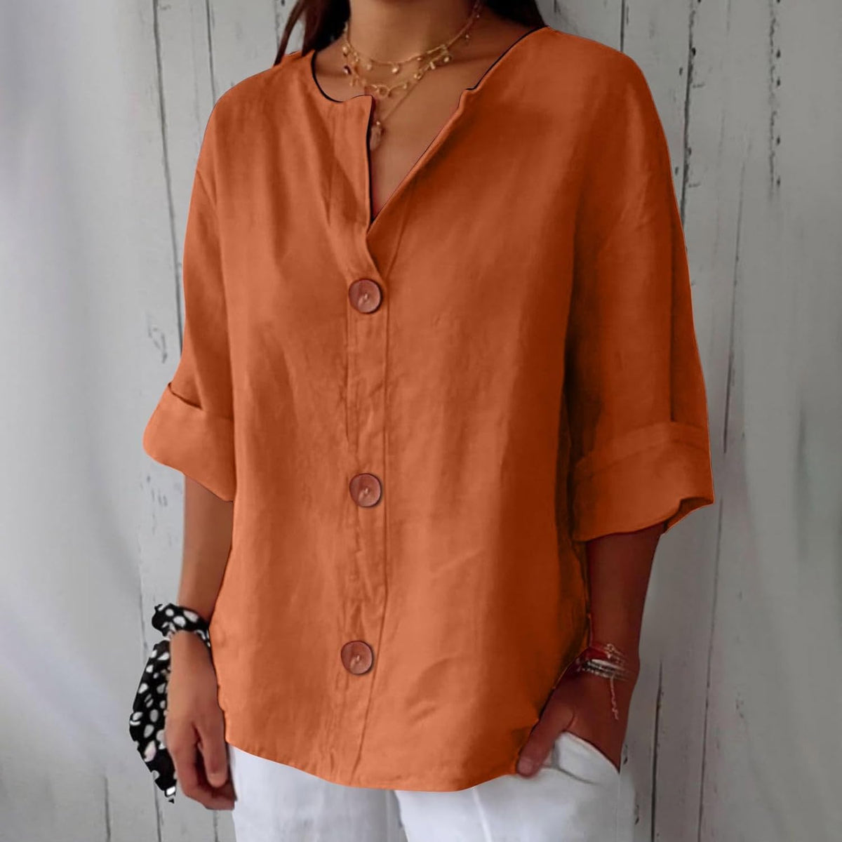 Hazel | Loose-fitting Summer Blouse – Orange