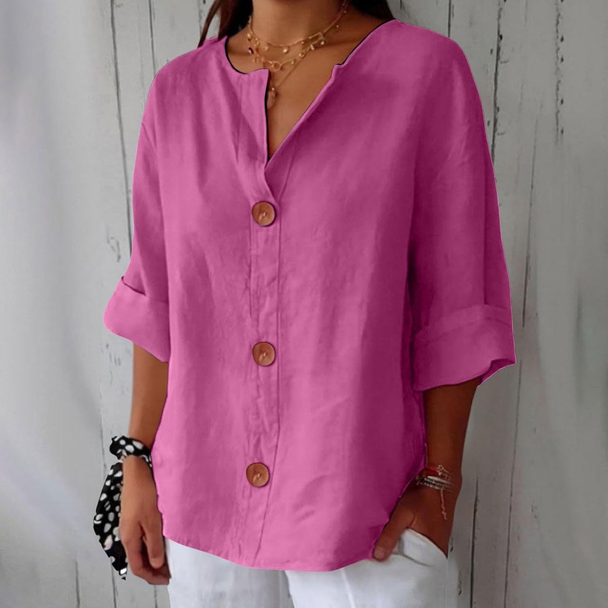 Hazel | Loose-fitting Summer Blouse – Pink