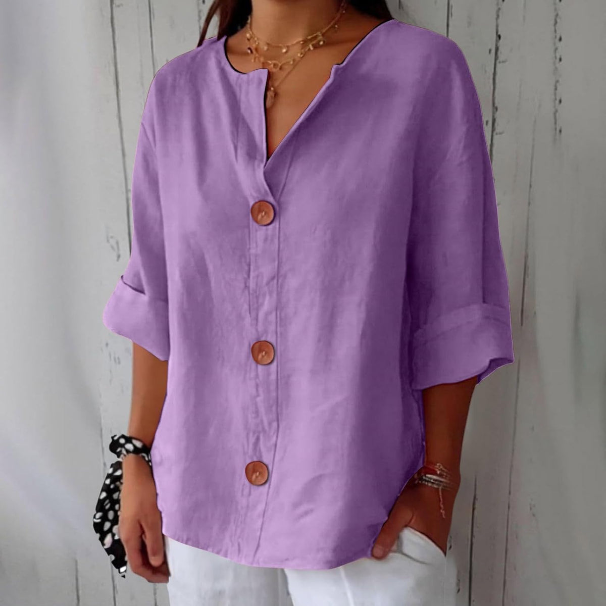 Hazel | Loose-fitting Summer Blouse – Purple