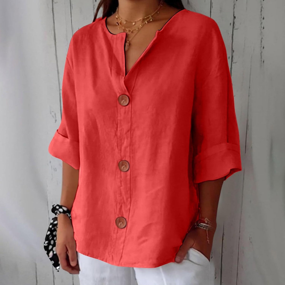 Hazel | Loose-fitting Summer Blouse – Red