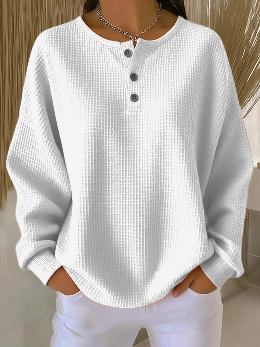 Anne | Collared Casual Sweatshirt – White