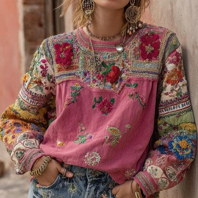 Bea | Women's Boho Knit Sweater – Flower