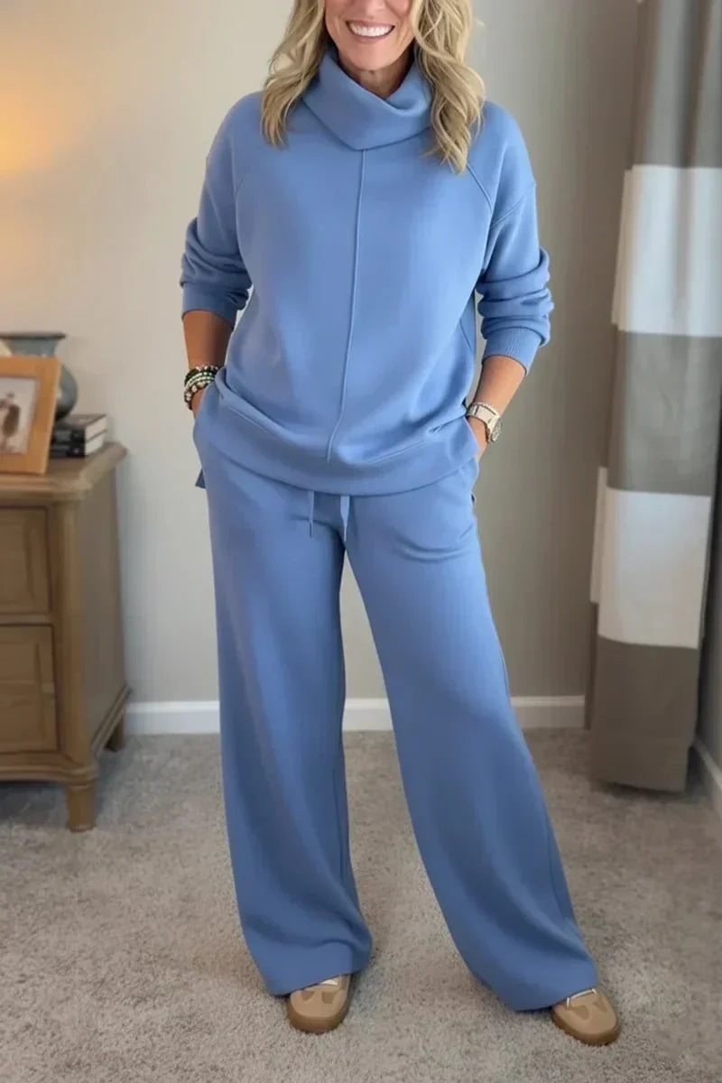 Amelia | Sophisticated Turtleneck Tailored Travel Set – Blue
