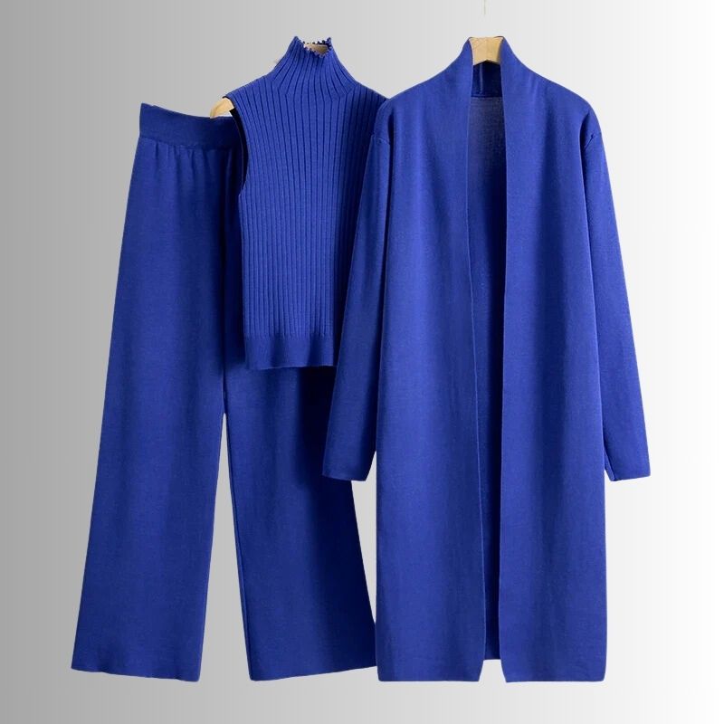 Aubrey | 3-Piece Elegant Knit Lounge Set – Blue