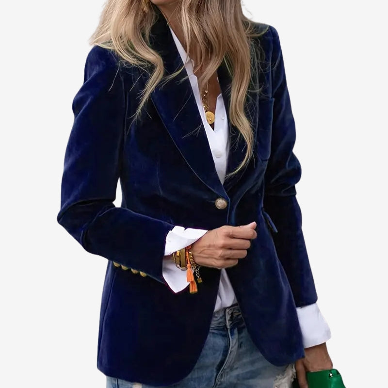 Alina | Women's Blazer Jacket with Lapel Collar and Buttons – Blue