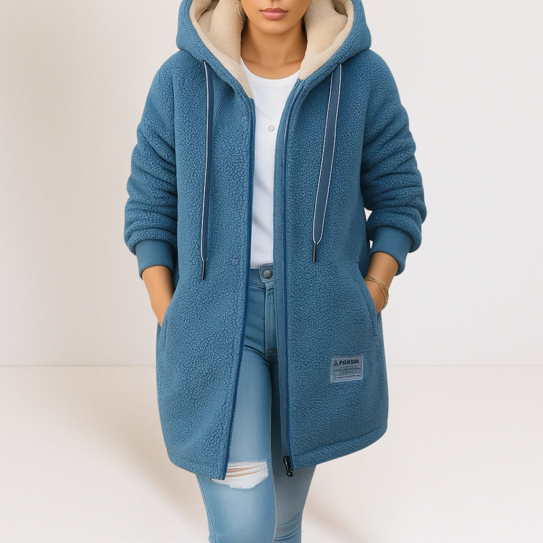 Marceline | Cozy Hooded Jacket – Blue