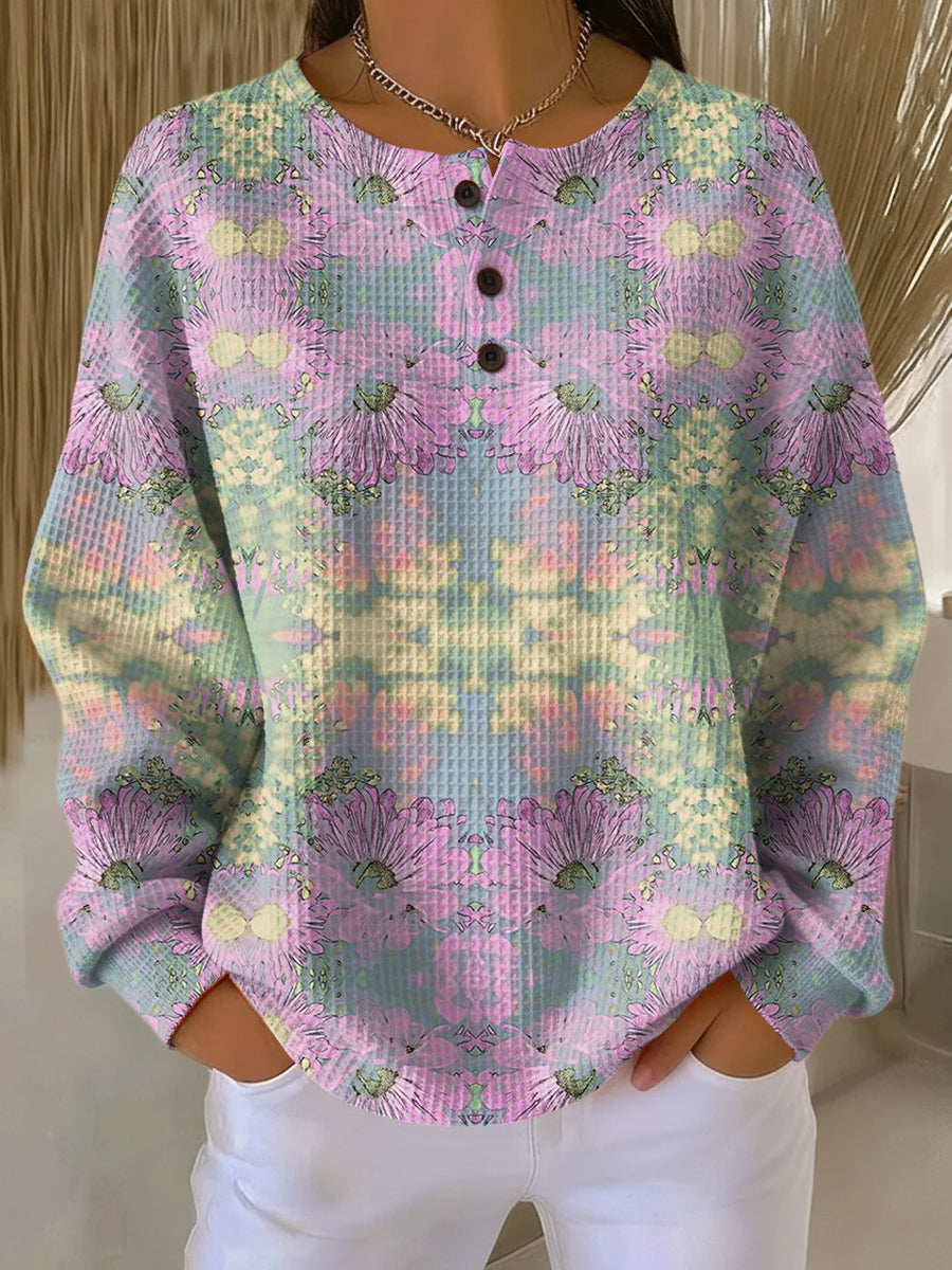 Alma | Sweater with Ethnic Floral Pattern – Light Pink