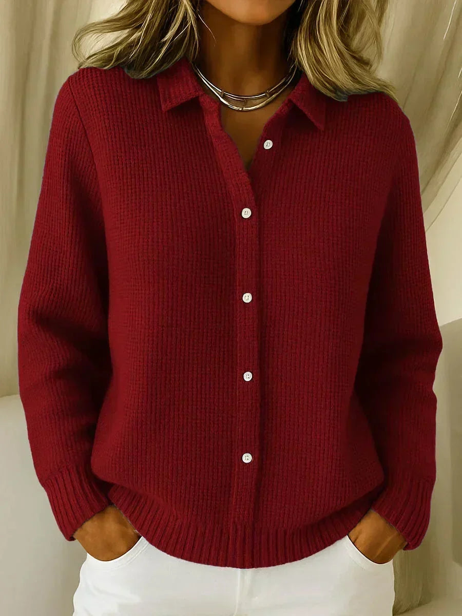 Ruthanne | Button Cardigan – Wine Red