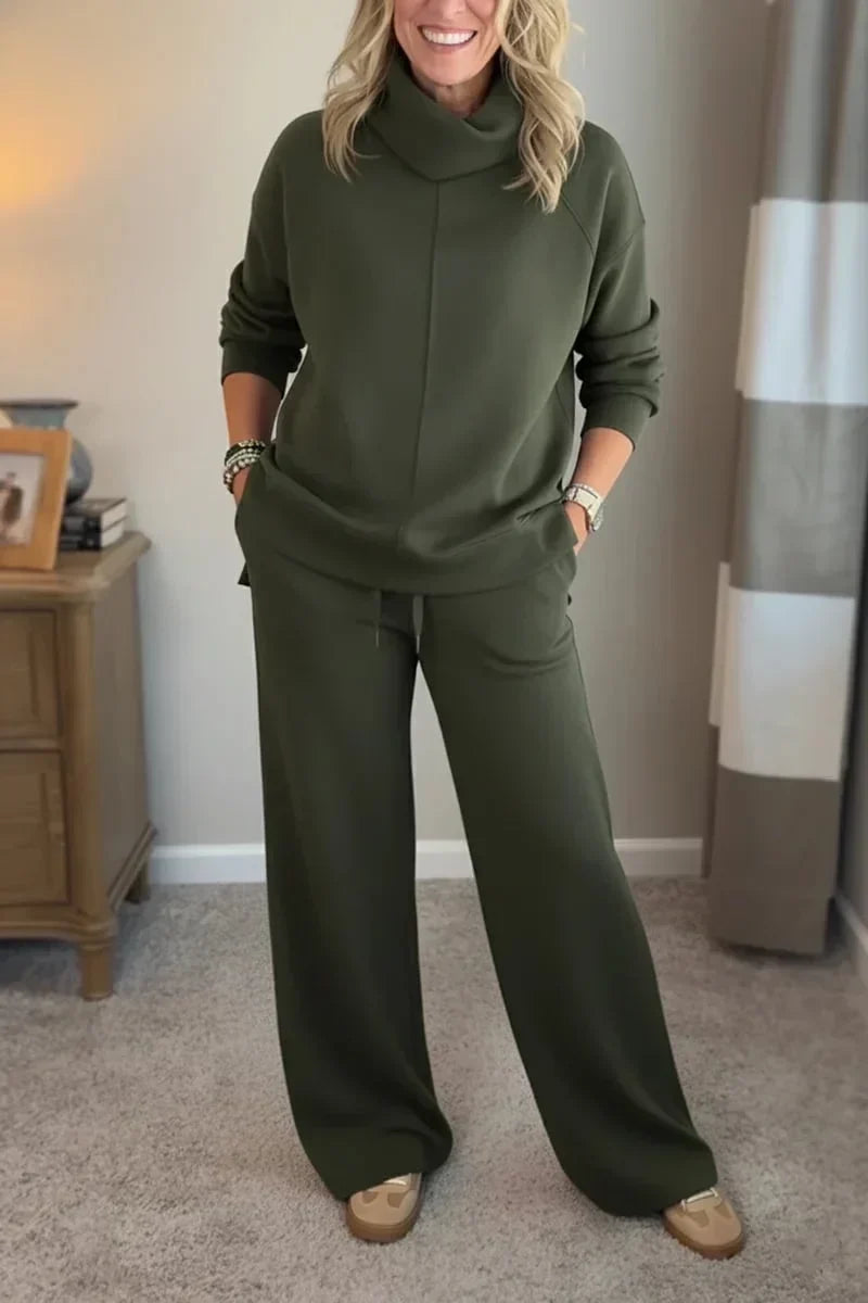Amelia | Sophisticated Turtleneck Tailored Travel Set – Green