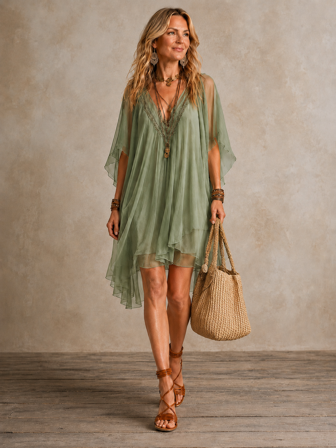 Ella | Tiered Boho Mini – Green