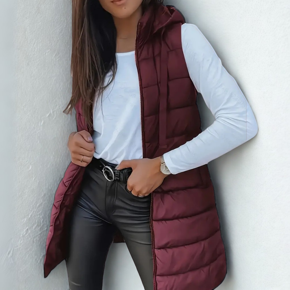 Betty | Long Hooded Puffer Jacket – Claret