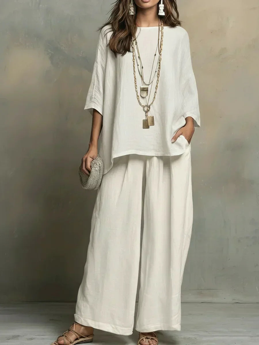 Bianca | Elegant Two-Piece Set – White