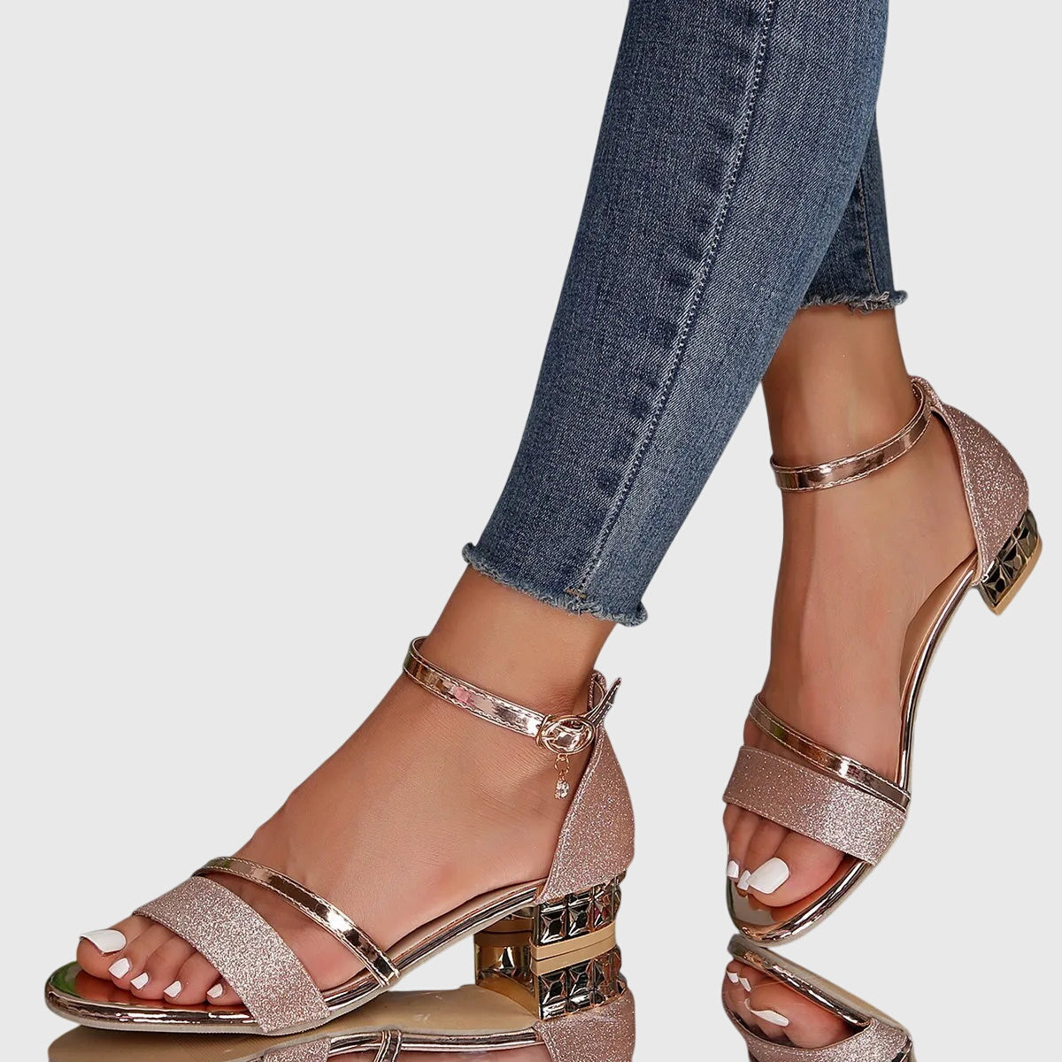 Alison | Comfort Heeled Sandals – Rose Gold