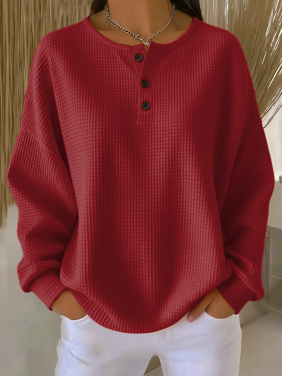Anne | Casual sweatshirt with collar – Red