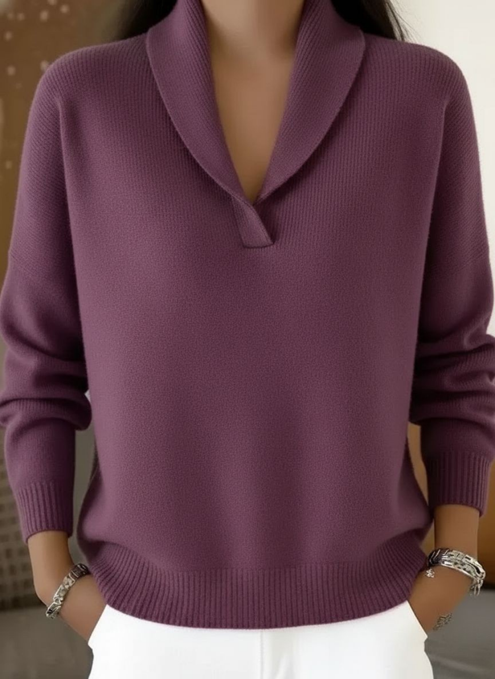 Antonine | V-Neck Sweater – Purple