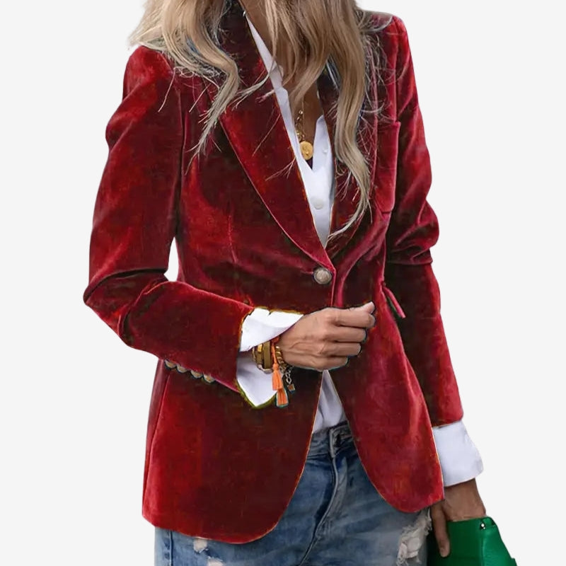 Alina | Women's Blazer Jacket with Lapel Collar and Buttons – Red