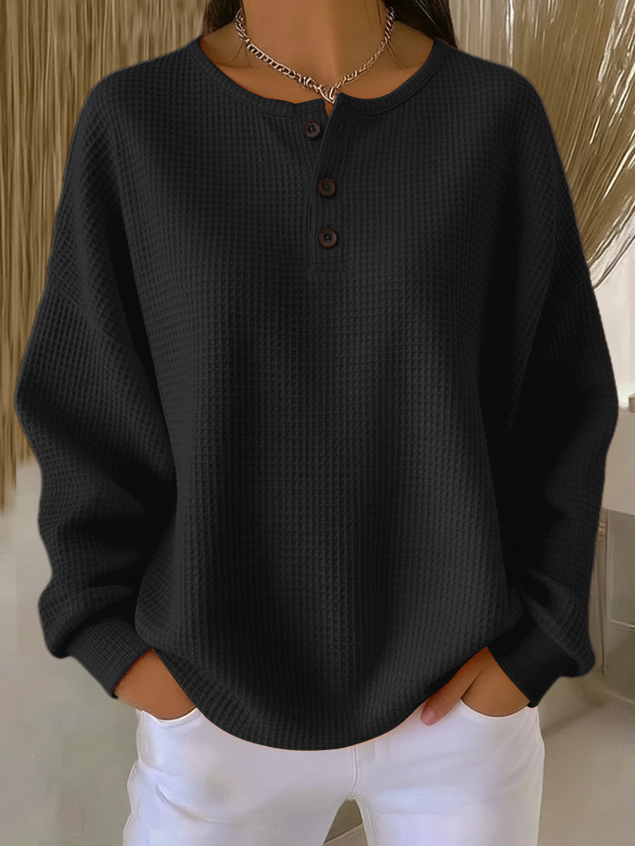 Anne | Casual sweatshirt with collar – Black