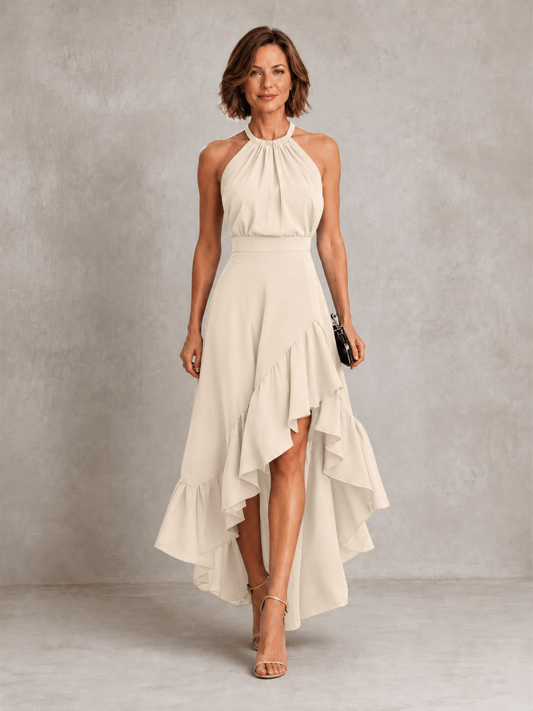 Chloe | Halter Ruffle Hem – White