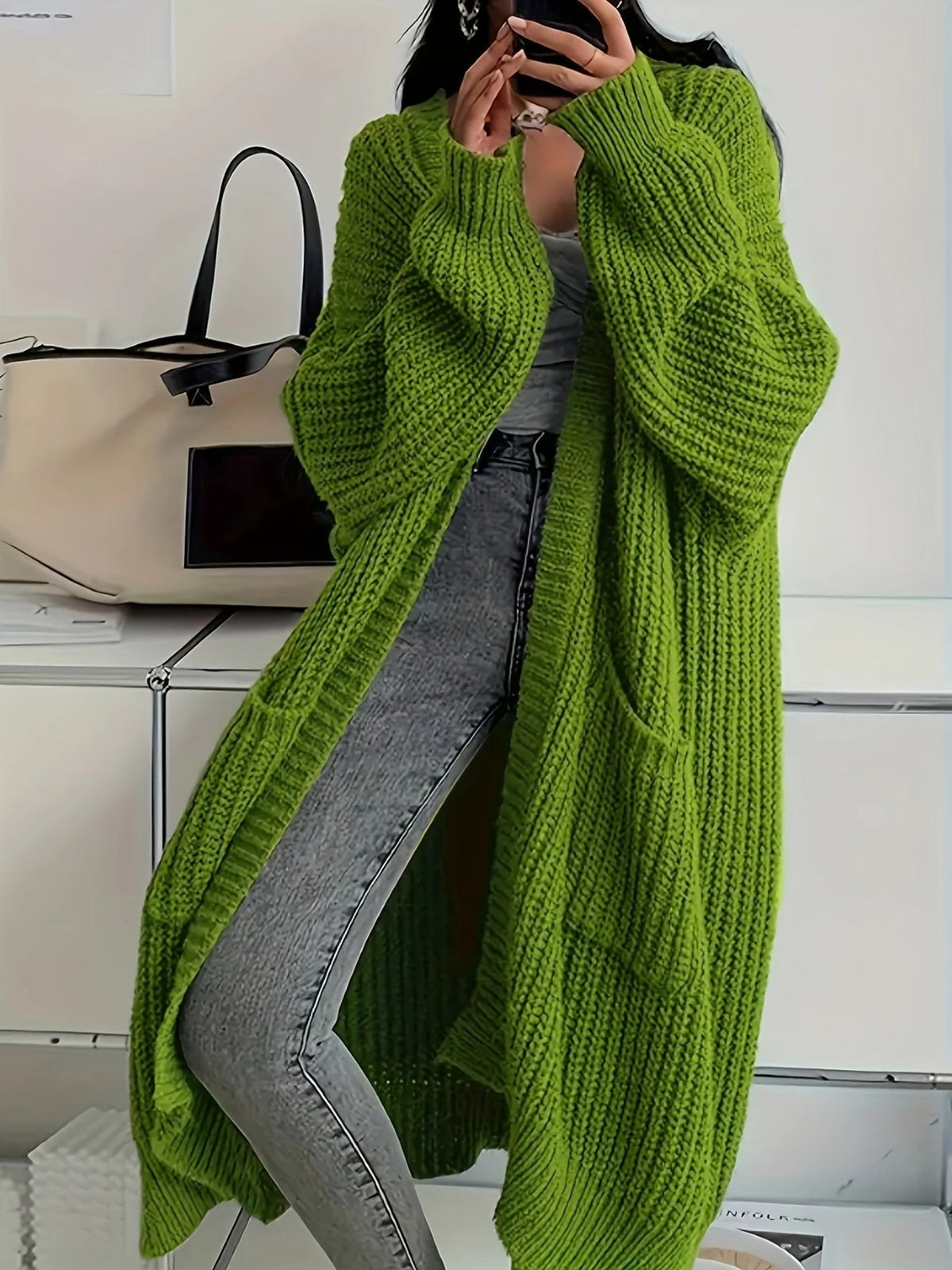 Alice | Cozy Confidence Longline Cardigan – Olive