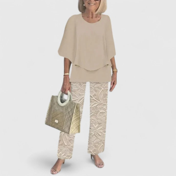 Ciara | Sophisticated Loose Two-Piece Set – Beige