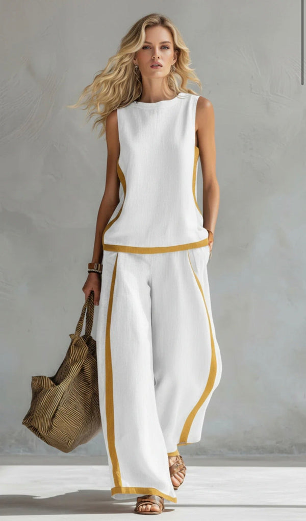 Leila | Elegant Two-Piece Set – White