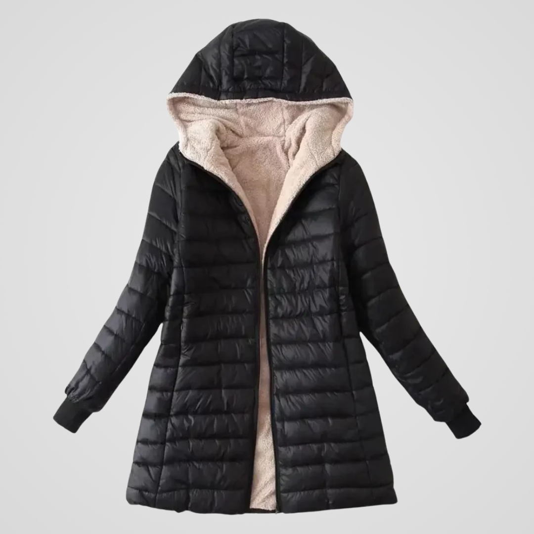 Amelia | Warm Easy Hooded Winter Jacket – Black