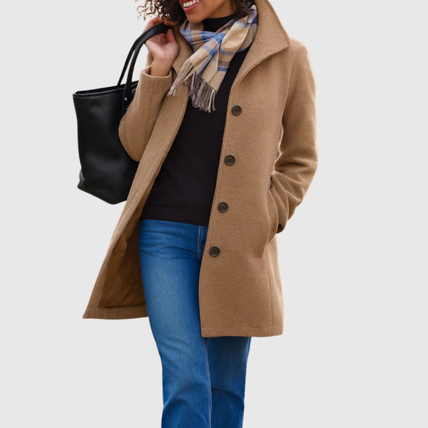 Connie | Elegant Classic Coat – Khaki