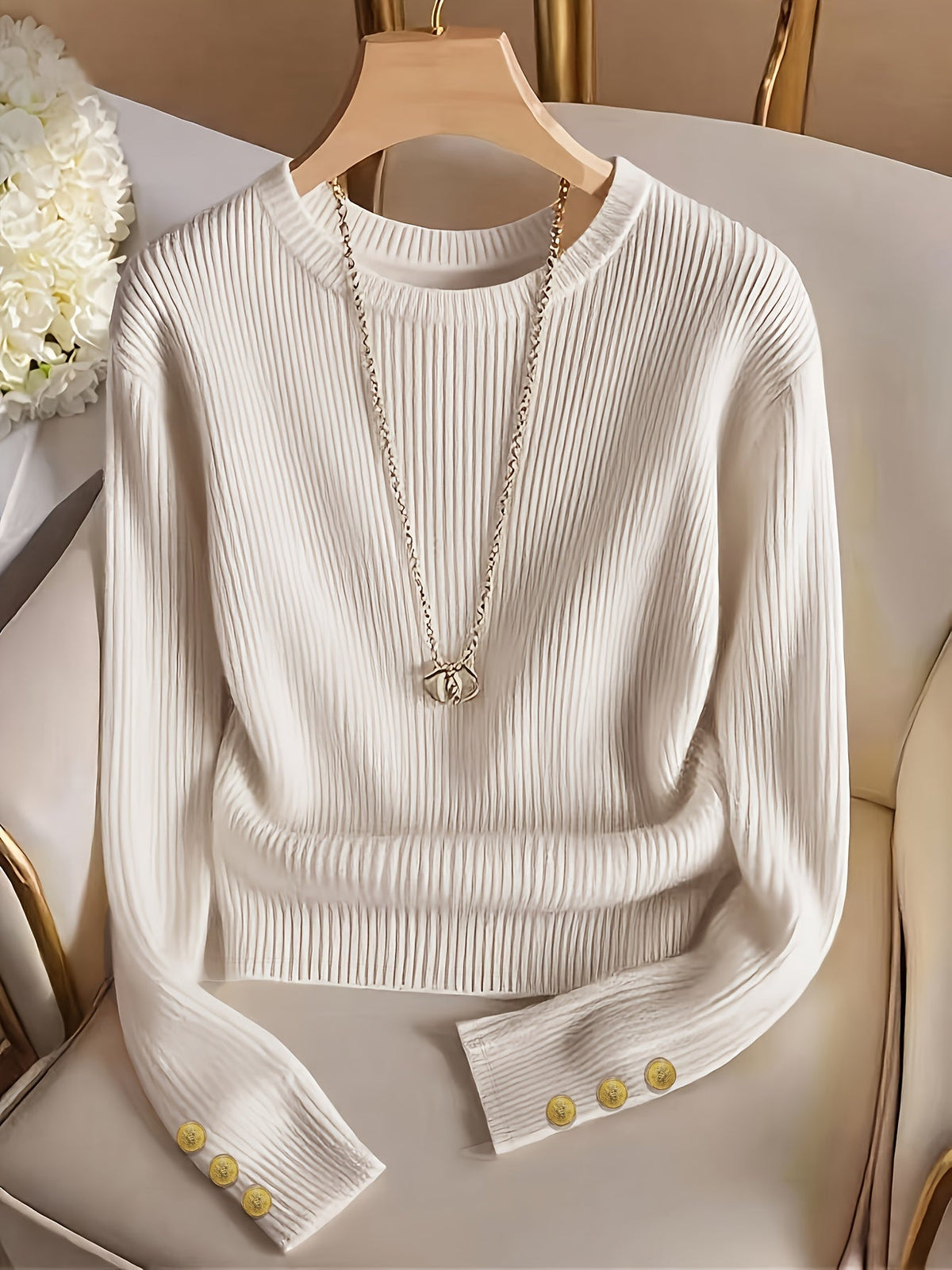 Adelaide | Refined Ribbed Sweater – Apricot