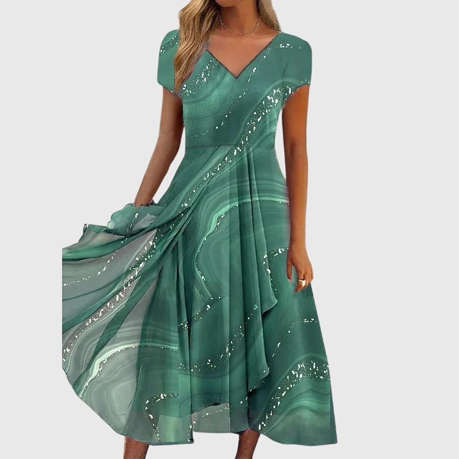 Aubrielle | Flowing Midi Dress – Green
