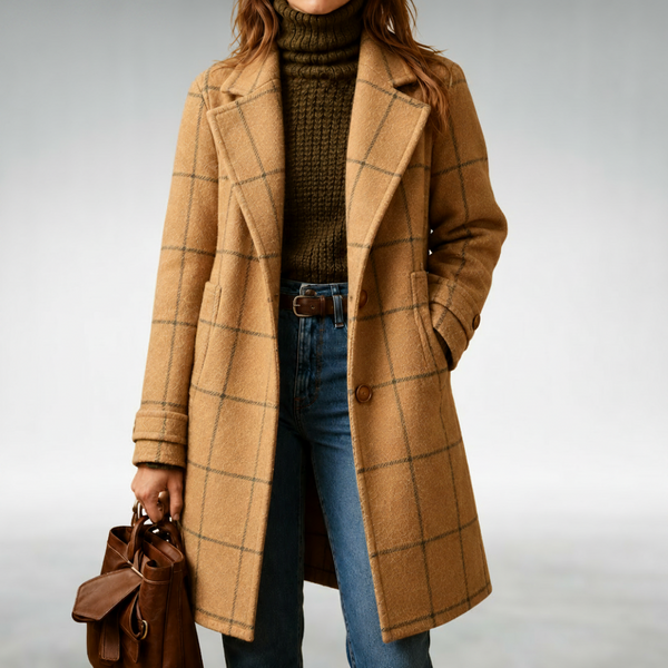 Lauren | Classic Checkered Coat – Khaki