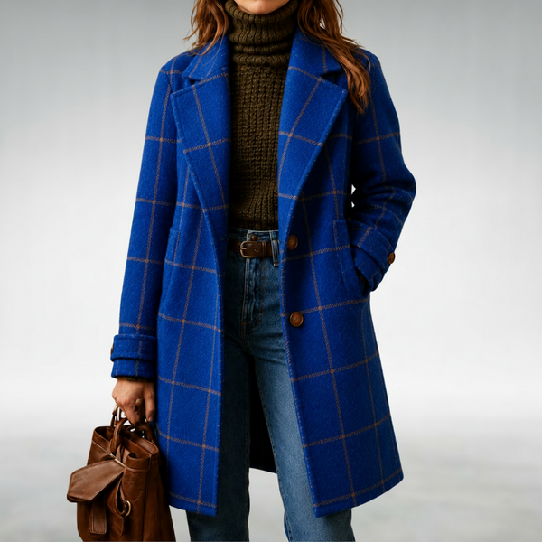Lauren | Classic Checkered Coat – Blue