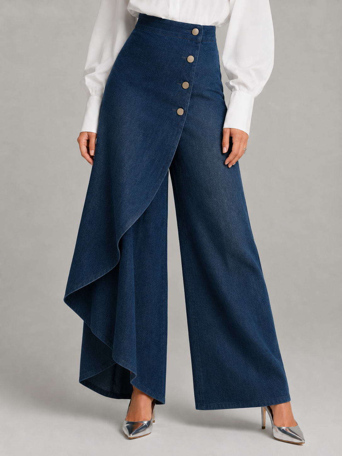 Audrey | Denim Wrap Pants – Dark Blue