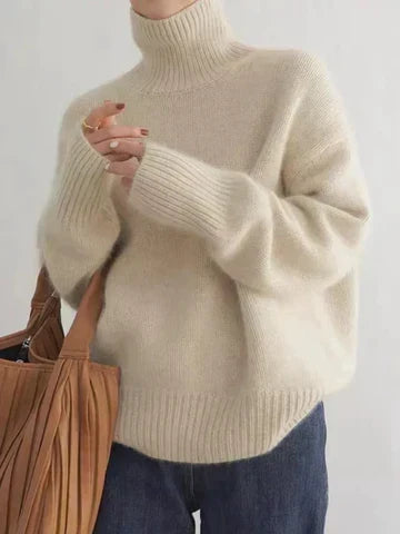 Amaya | Luxe Cashmere Turtleneck Sweater – Beige