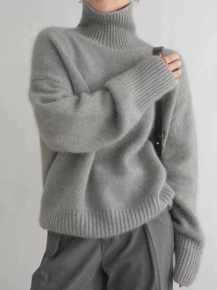 Amaya | Luxe Cashmere Turtleneck Sweater – Gray