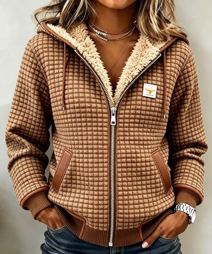 Camille | Women’s Quilted Hooded Jacket – Beige