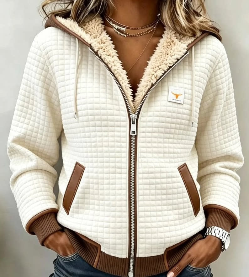 Camille | Women’s Quilted Hooded Jacket – White