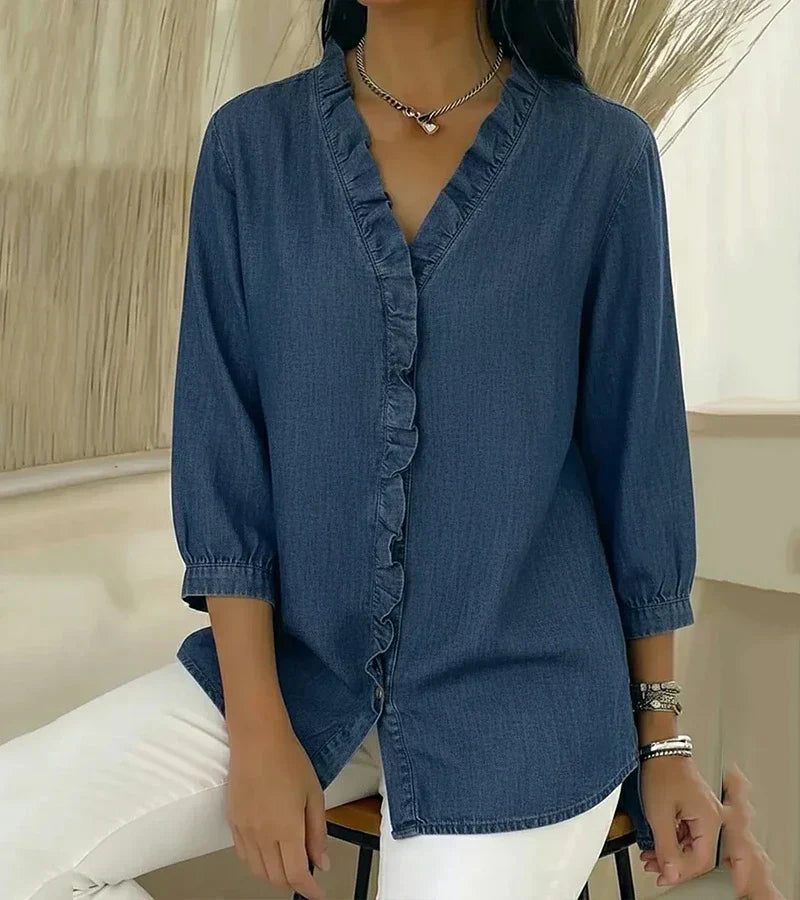 Abigail Elegant Denim Blouse
