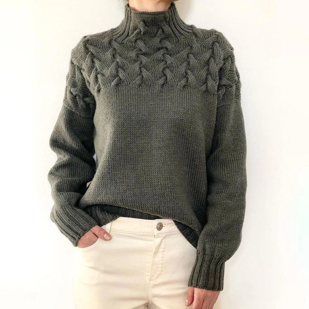 Andrea | Elegant Turtleneck Knit Sweater – Gray