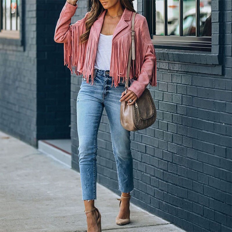 Bianca | Fringe Jacket For Women – Pink
