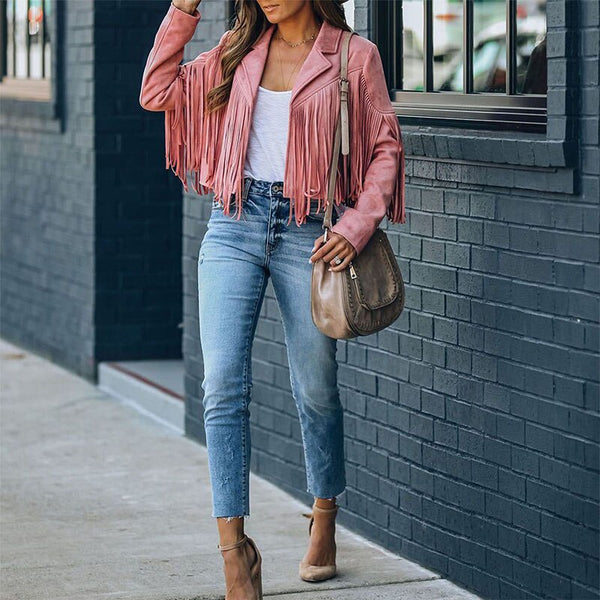 Bianca | Fringe Jacket – Pink