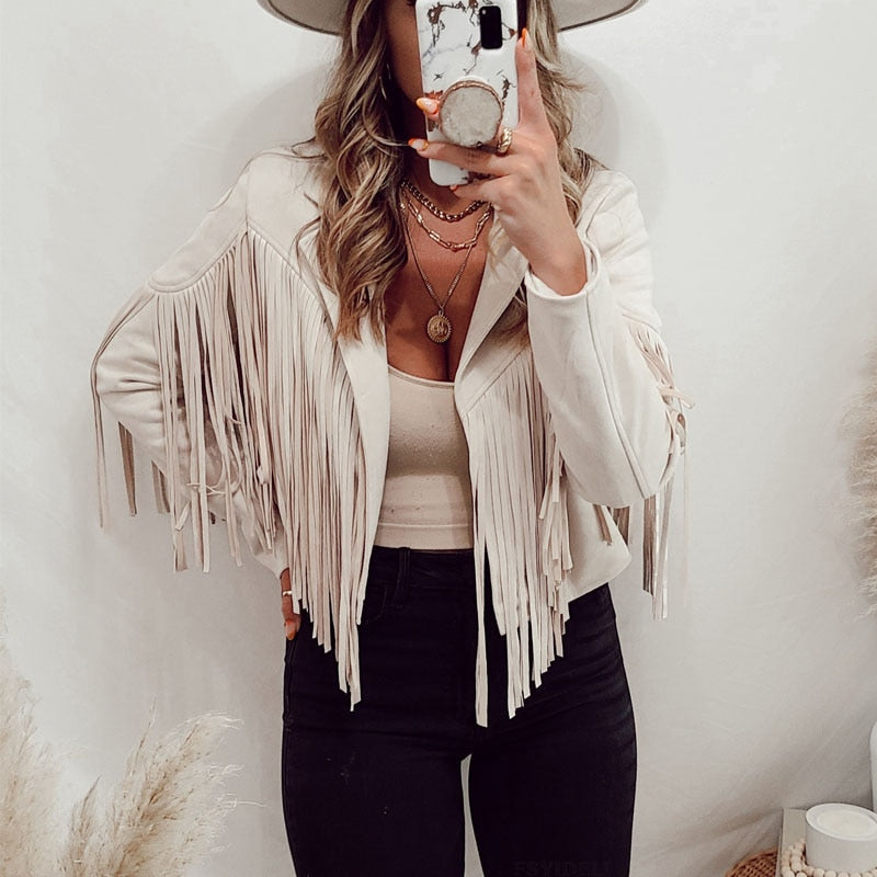 Bianca | Fringe Jacket For Women – Cream