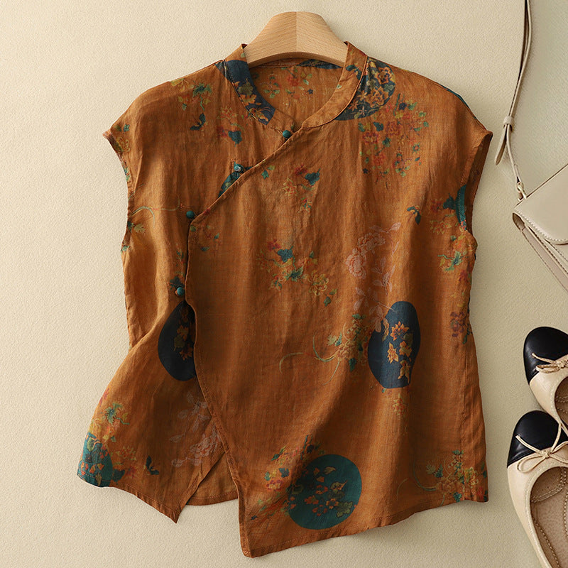 Aveline | Linen Top – Brown