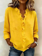Cayla | Elegant V-neck Ruffles Blouse