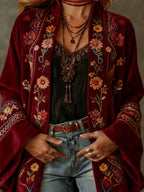 Carcy | Boho Embroidered Kimono Cardigan